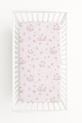 Prześcieradło bawełniane z gumką do łóżeczka 120x60 cm - Little Swans