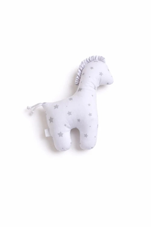 Konik LUCKY miękka maskotka z bawełny dla niemowląt - Mini gwiazdki szare
